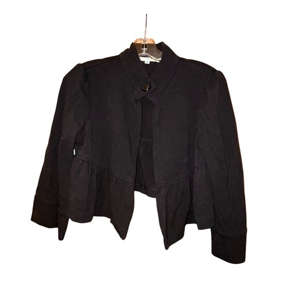 Diane von Furstenberg DVF Nedia Cropped Open Black Jacket Stretch Size 10‎ - Picture 1 of 6